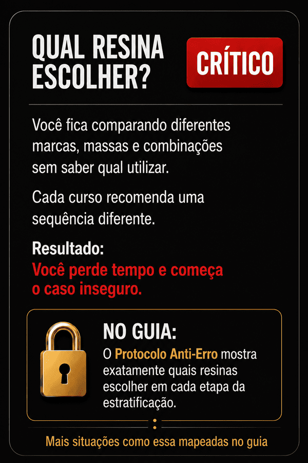 Exemplo visual de dúvida na escolha das resinas